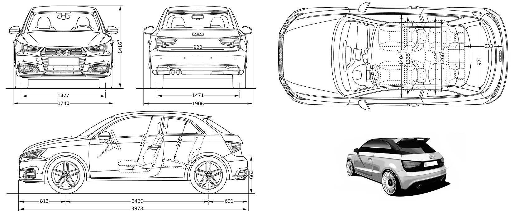 Audi a1 размеры