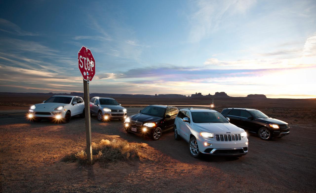 Сравнение Jeep Grand Cherokee, Volkswagen Touareg TDI, Mercedes-Benz ML350 BlueTec 4MATIC, Porsche Cayenne Diesel, BMW X5 xDrive35d