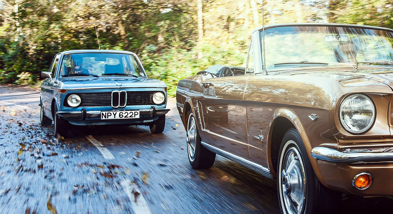 BMW 2002ti and Ford Mustang