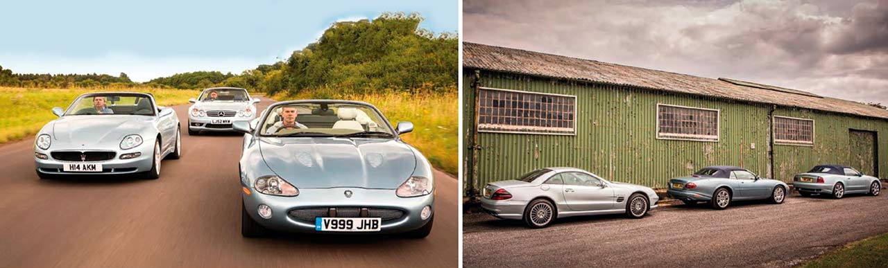 Jaguar XKR Convertible vs. Mercedes-Benz SL55 AMG R230 and Maserati 4200 Spyder