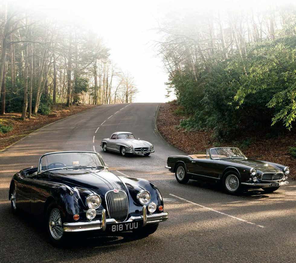  1958 Jaguar XK150 Roadster vs. 1957 Mercedes-Benz 300SL Roadster W198 II and 1959 Maserati 3500GT Spyder