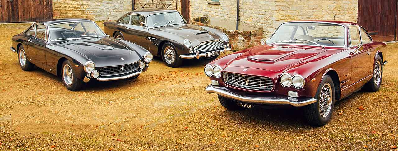 1963 Maserati Sebring 3500 GTI vs. 1964 Aston Martin DB5 and 1963 Ferrari 250 GT Lusso