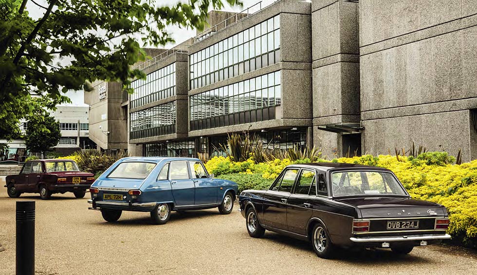 Renault 16TS vs. Fiat 125S and Ford Cortina 1600E 4-door Saloon MkII