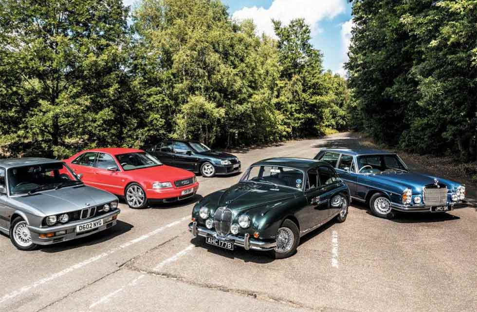 BMW E28 M5, Audi S4, Lotus Carlton, Jaguar Mk2 and Mercedes-Benz 300SEL 6.3 W109 