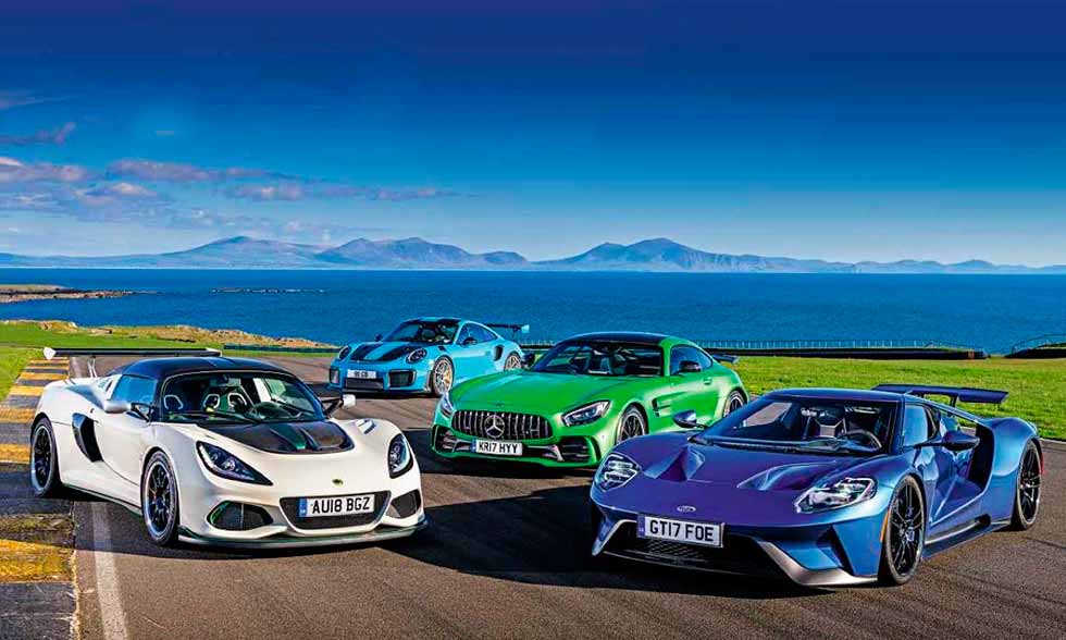 2018 Lotus Exige Cup 430 vs. 2018 Mercedes-AMG GT R C190, 2018 Ford GT and 2018 Porsche 911 GT2 RS 991.2