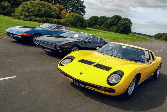 Lamborghini Miura SV vs. Ferrari 365 GTB/4 Daytona and De Tomaso ...