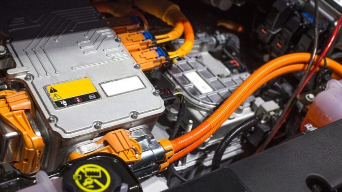 Engine bay of an electric car