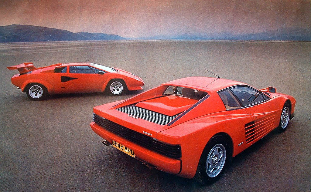 1986 Lamborghini Countach QV vs. Ferrari Testarossa Giant Road Test - Drive